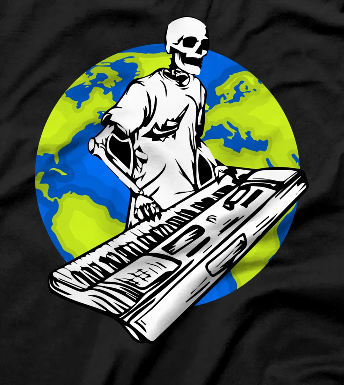 Skeleton Piano Player Earth Day Save The Planet Pianist T-Shirt