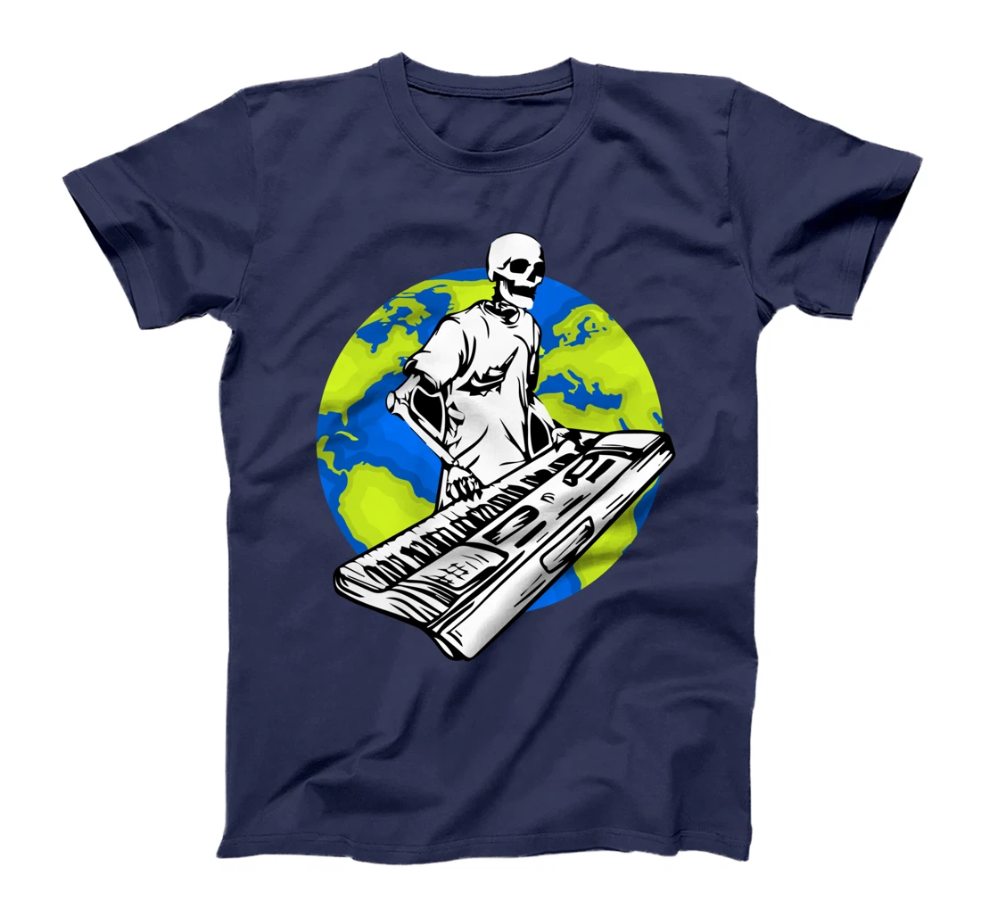 Skeleton Piano Player Earth Day Save The Planet Pianist T-Shirt