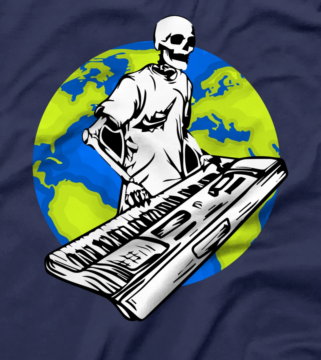 Skeleton Piano Player Earth Day Save The Planet Pianist T-Shirt