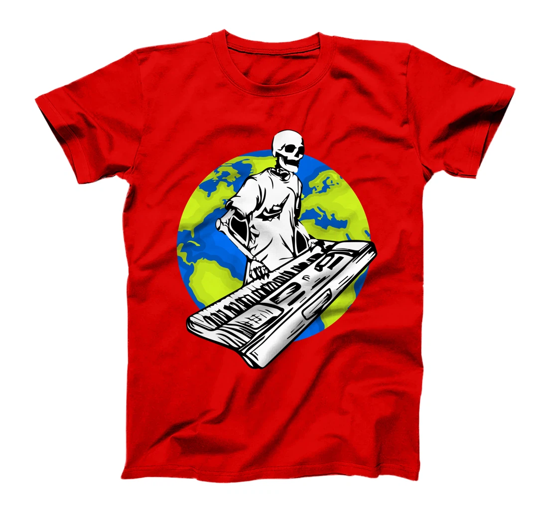 Skeleton Piano Player Earth Day Save The Planet Pianist T-Shirt