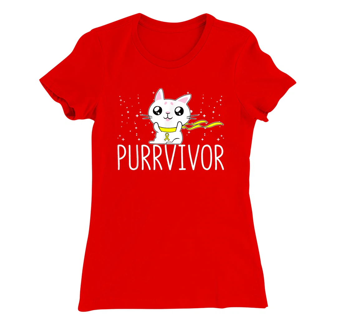 Bone Cancer Awareness Survivor Cat Purrvivor T-Shirt, Women T-Shirt
