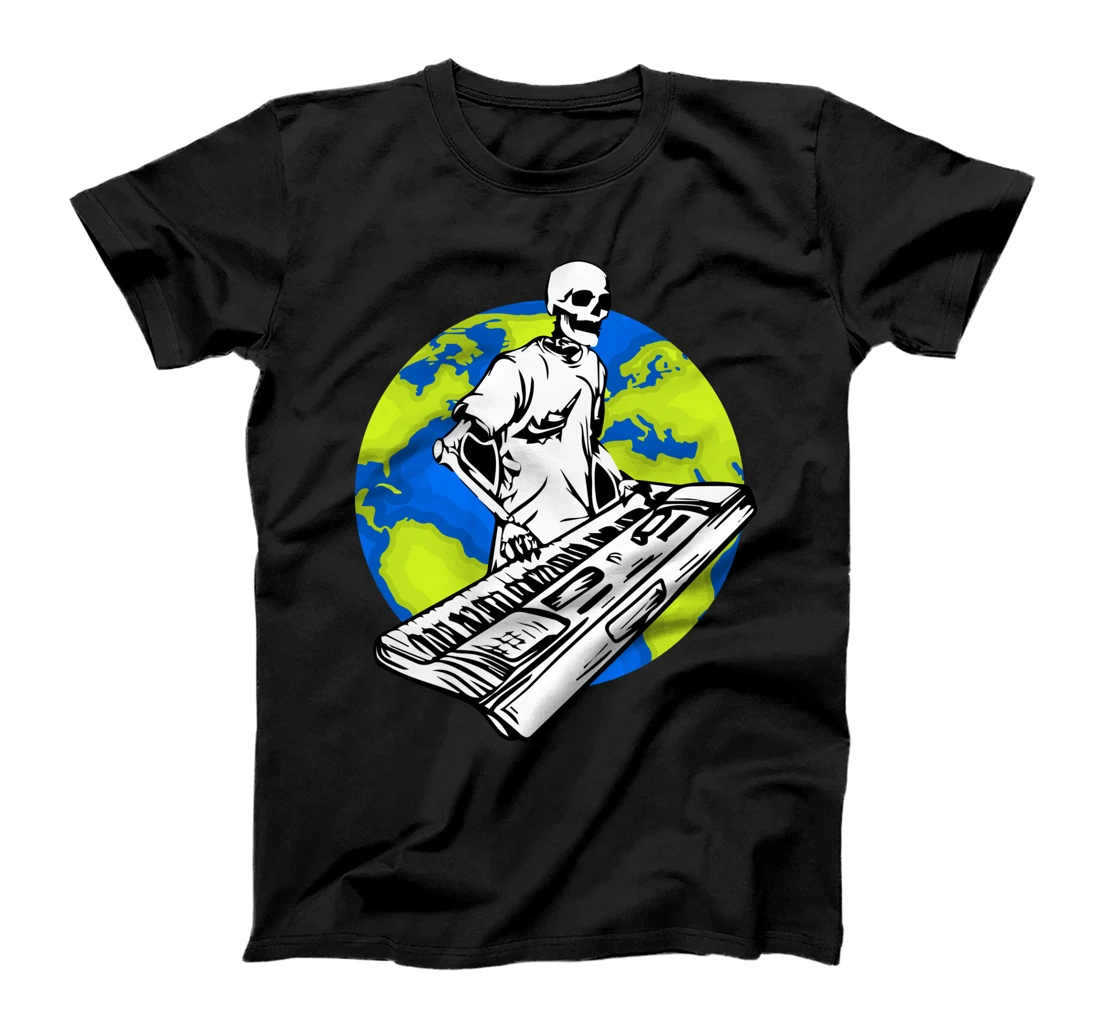 Skeleton Piano Player Earth Day Save The Planet Pianist T-Shirt