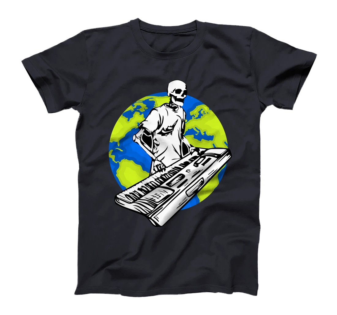 Skeleton Piano Player Earth Day Save The Planet Pianist T-Shirt