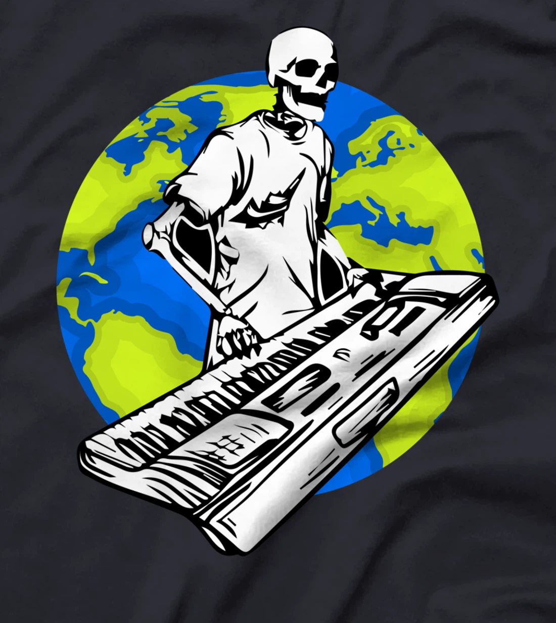 Skeleton Piano Player Earth Day Save The Planet Pianist T-Shirt
