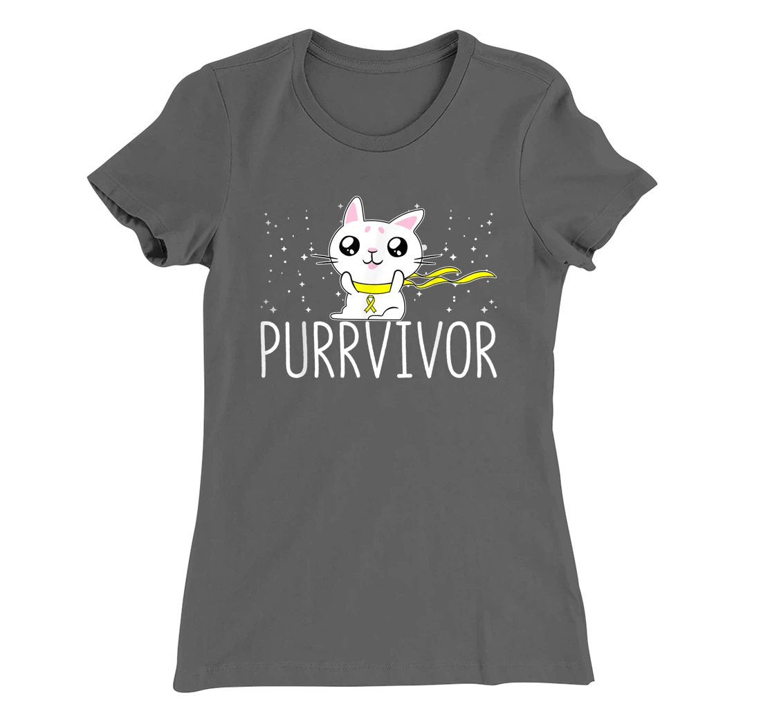 Bone Cancer Awareness Survivor Cat Purrvivor T-Shirt, Women T-Shirt
