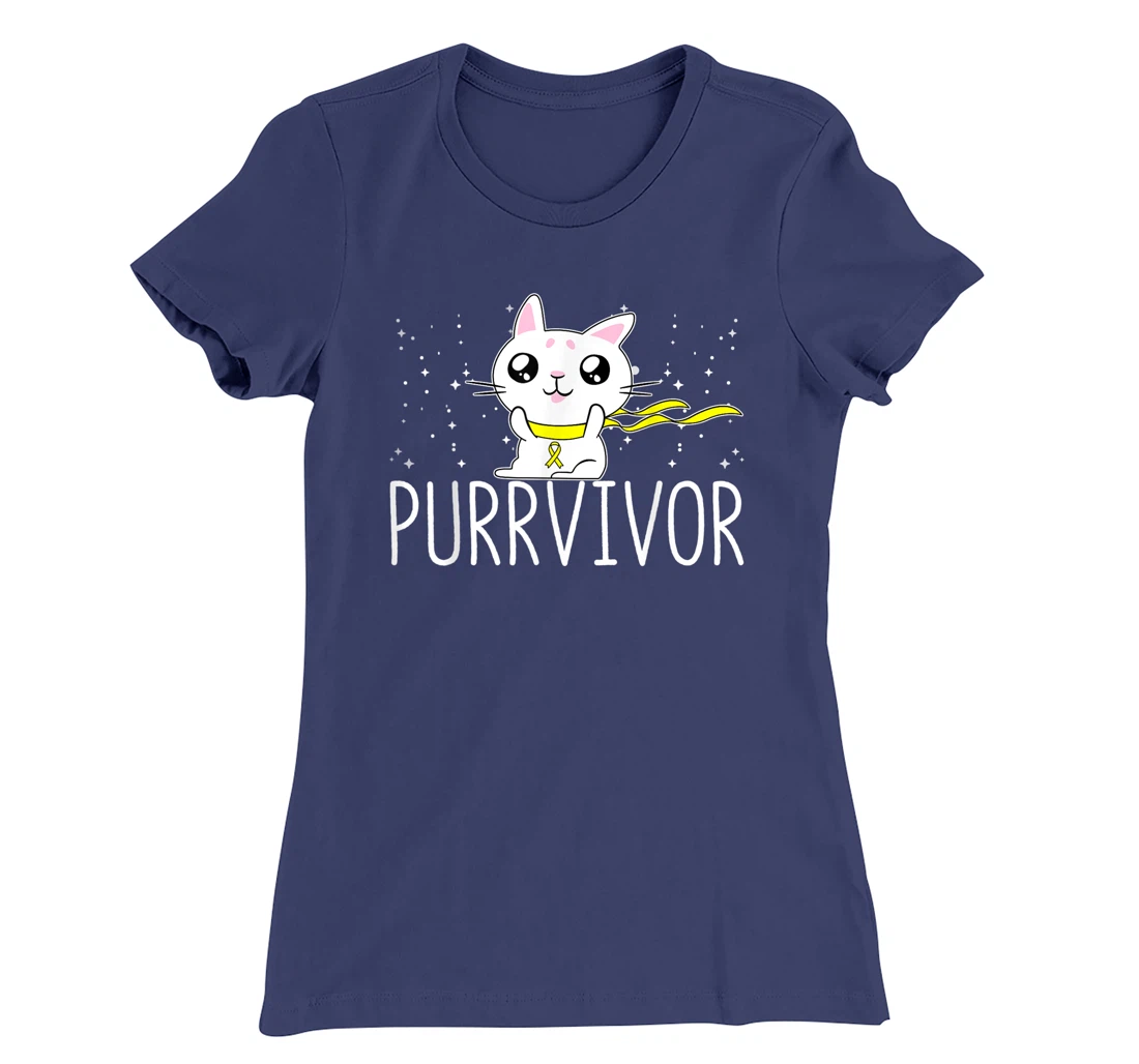 Bone Cancer Awareness Survivor Cat Purrvivor T-Shirt, Women T-Shirt