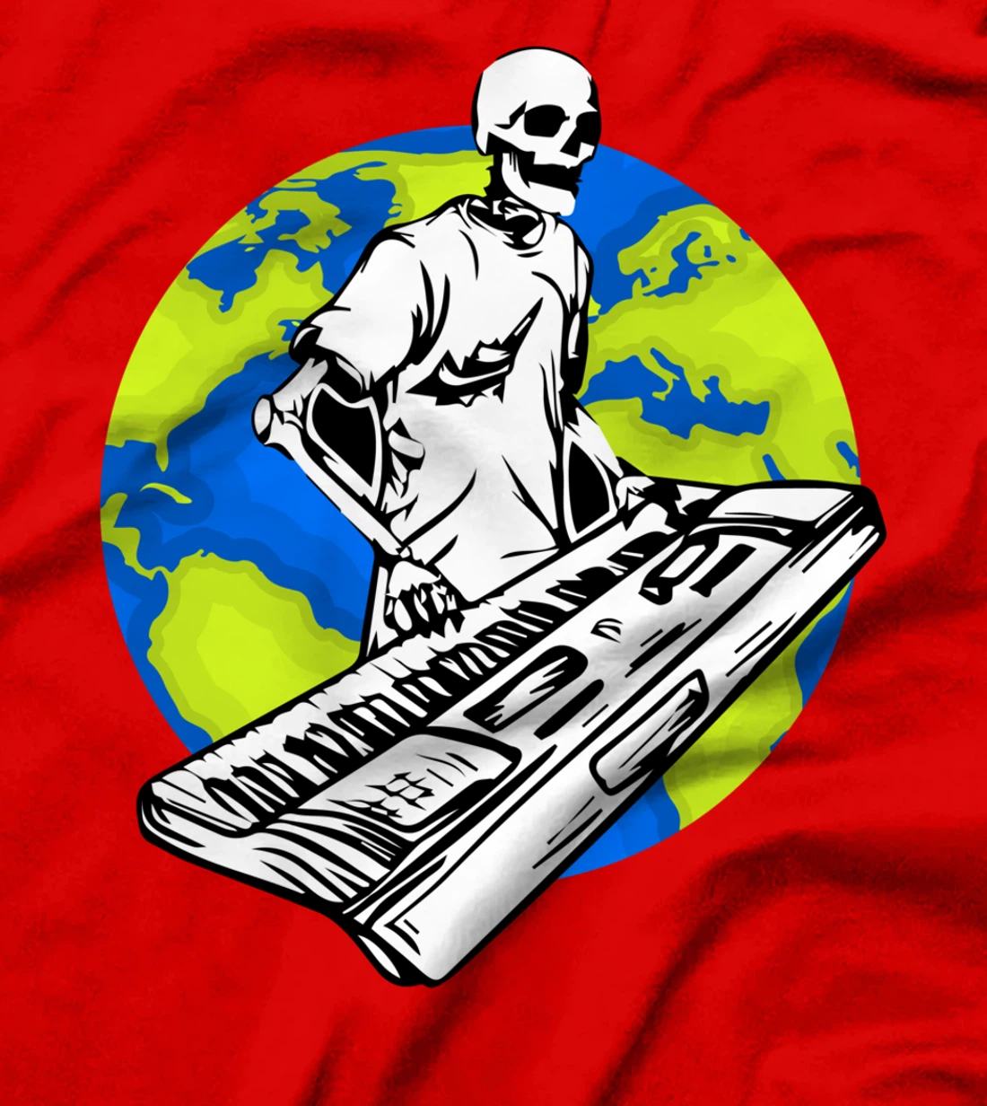 Skeleton Piano Player Earth Day Save The Planet Pianist T-Shirt