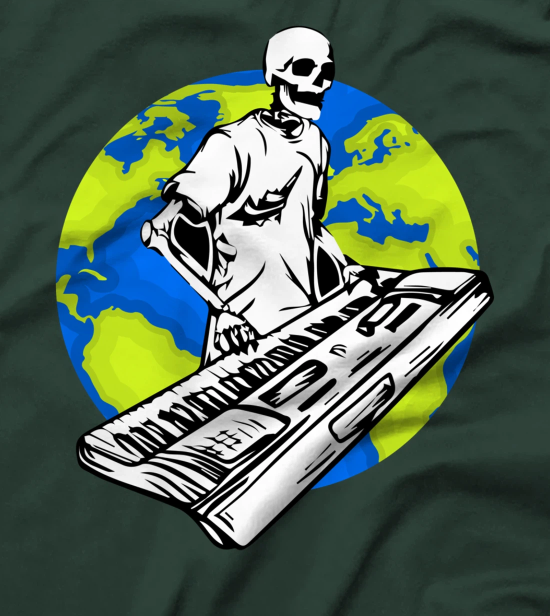 Skeleton Piano Player Earth Day Save The Planet Pianist T-Shirt
