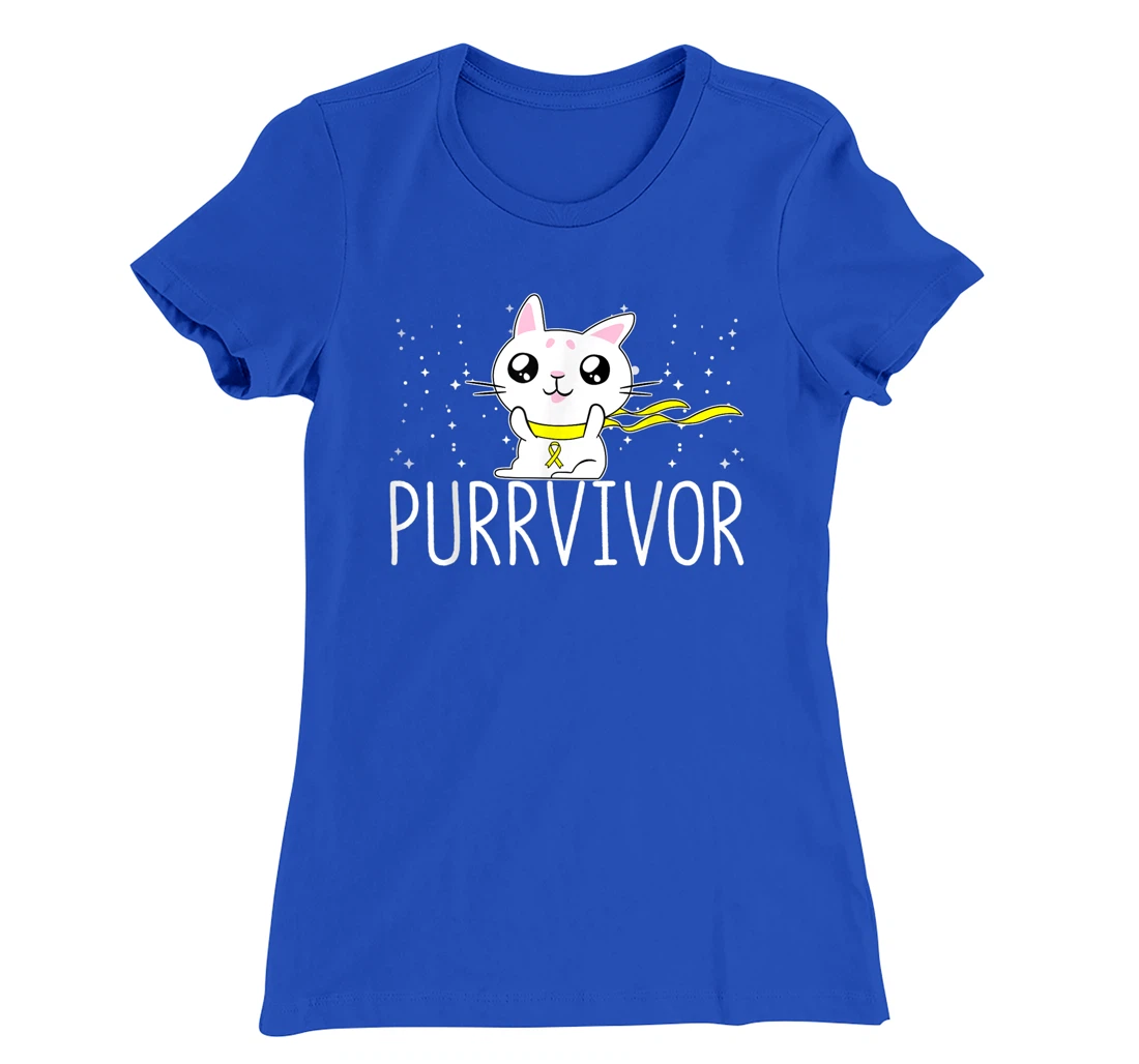 Bone Cancer Awareness Survivor Cat Purrvivor T-Shirt, Women T-Shirt
