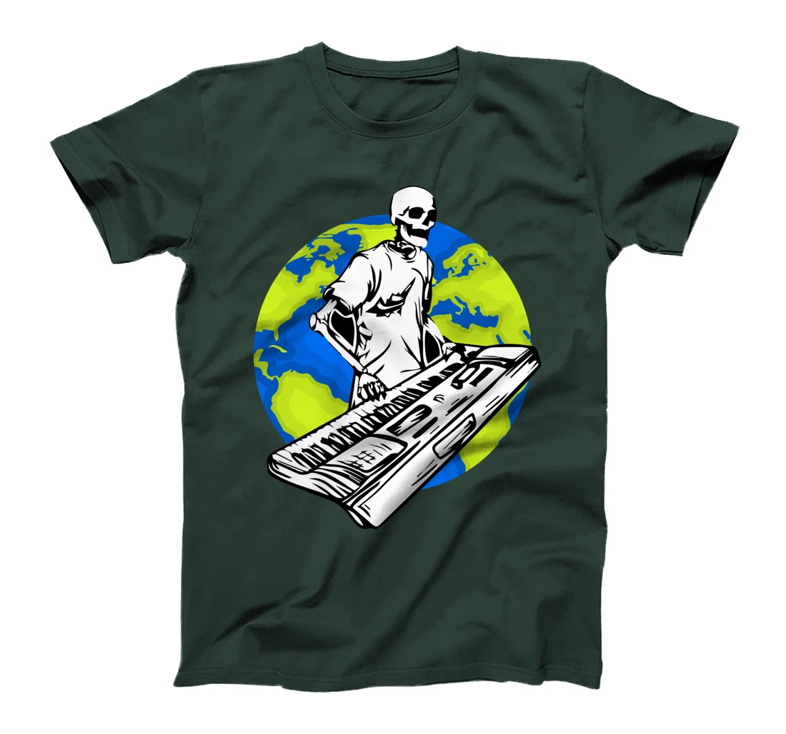 Skeleton Piano Player Earth Day Save The Planet Pianist T-Shirt