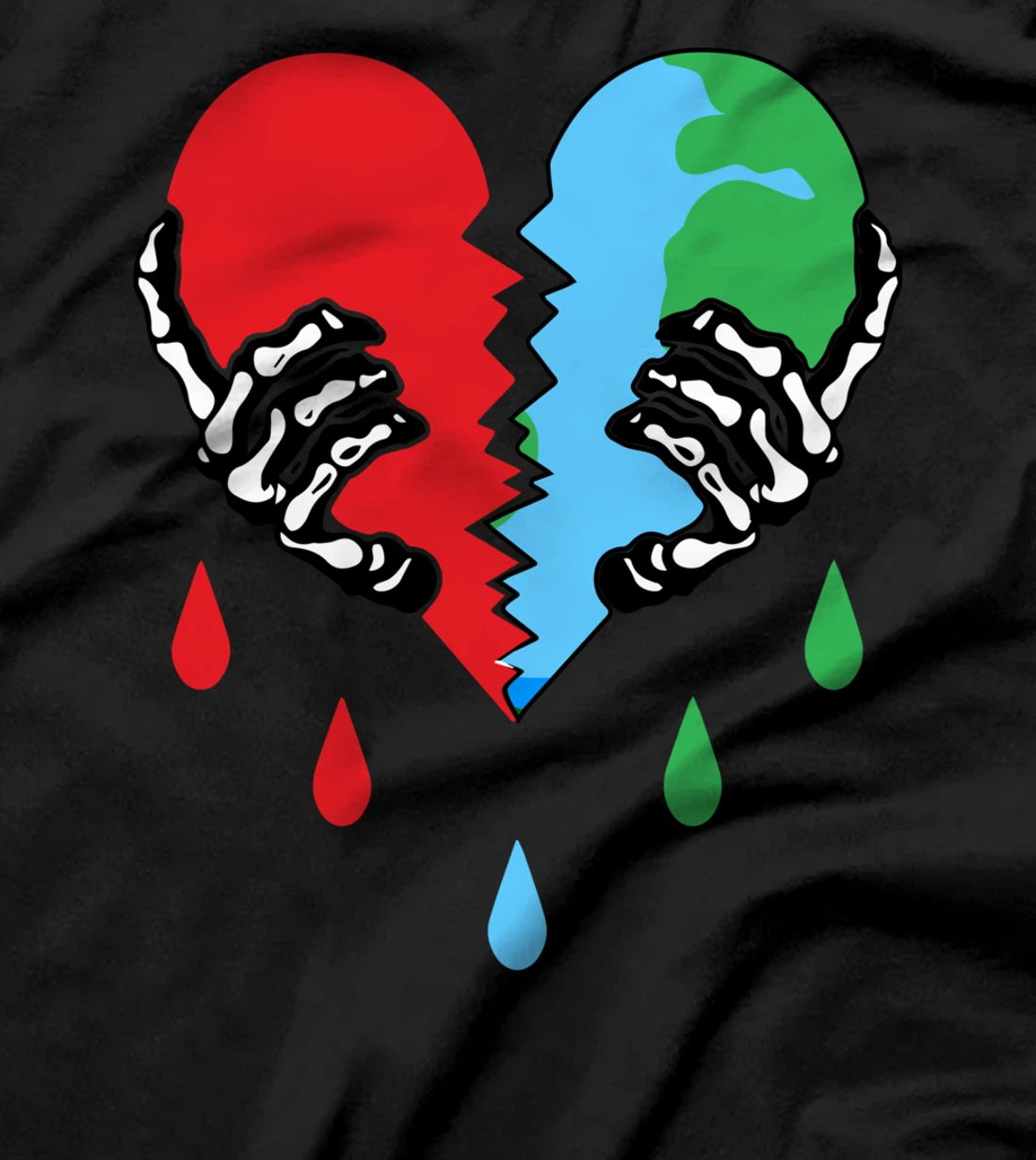 Broken Heart Earth Day Skeleton Hand Save The planet T-Shirt