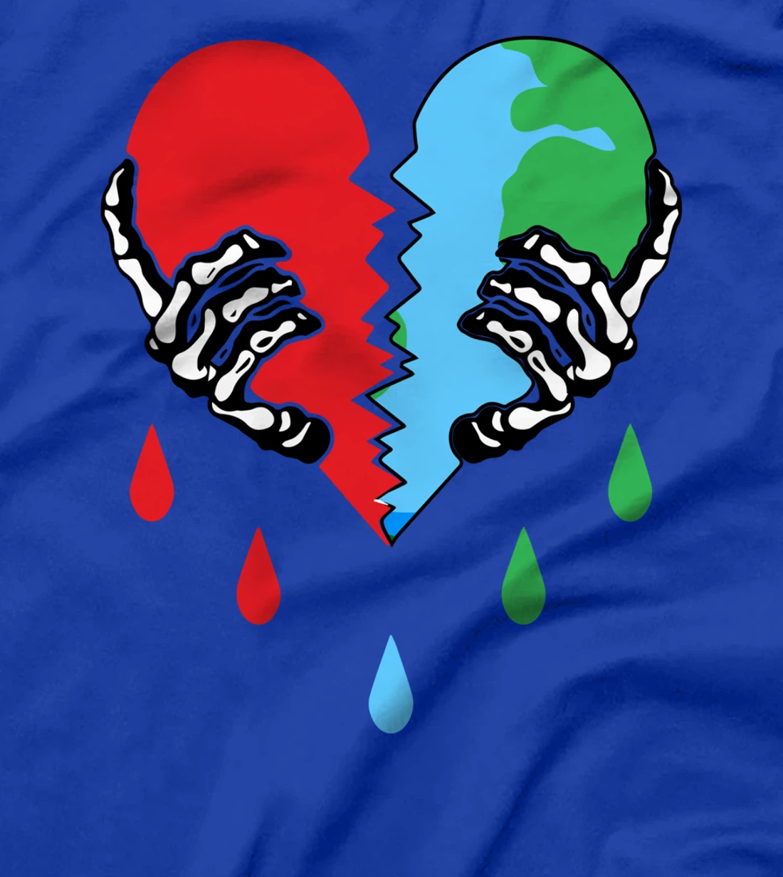 Broken Heart Earth Day Skeleton Hand Save The planet T-Shirt