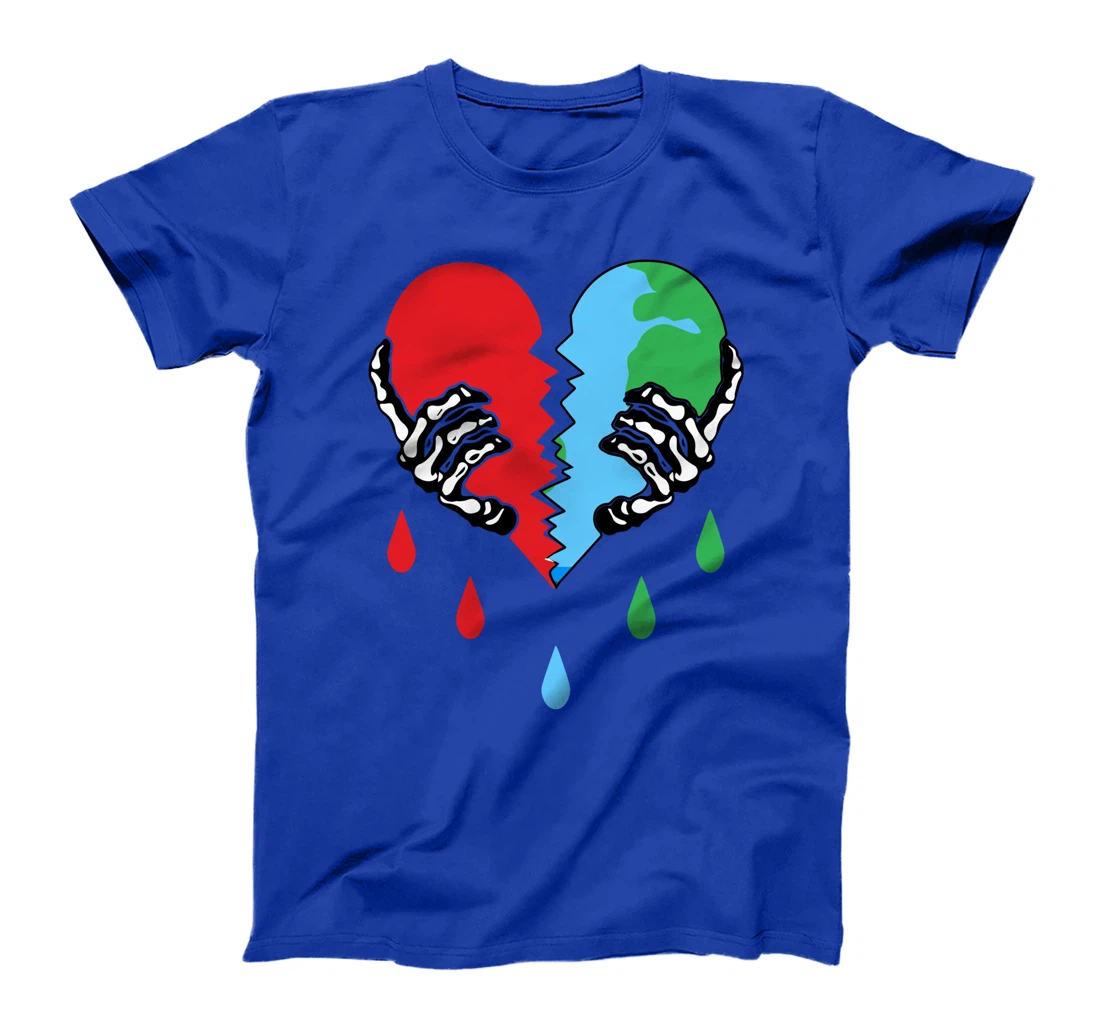 Broken Heart Earth Day Skeleton Hand Save The planet T-Shirt