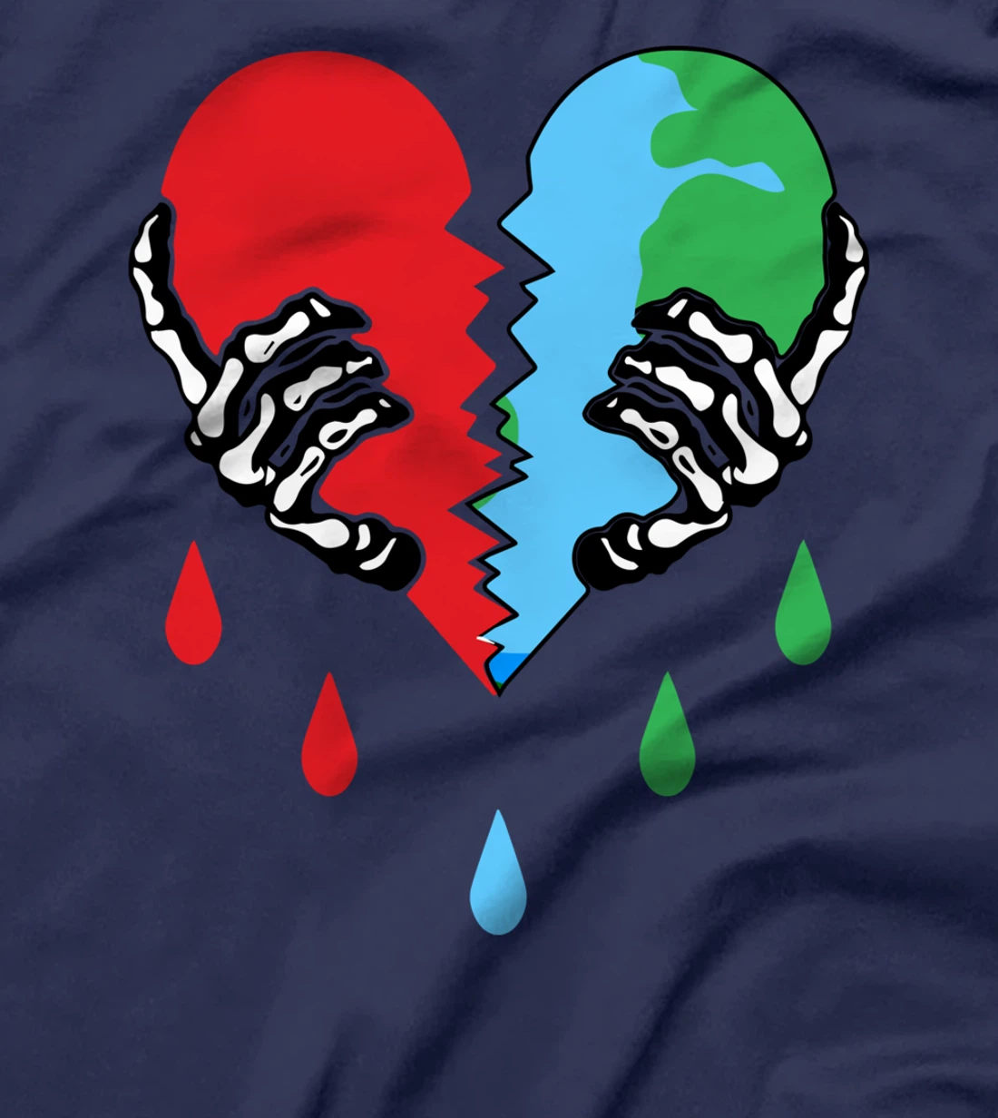 Broken Heart Earth Day Skeleton Hand Save The planet T-Shirt