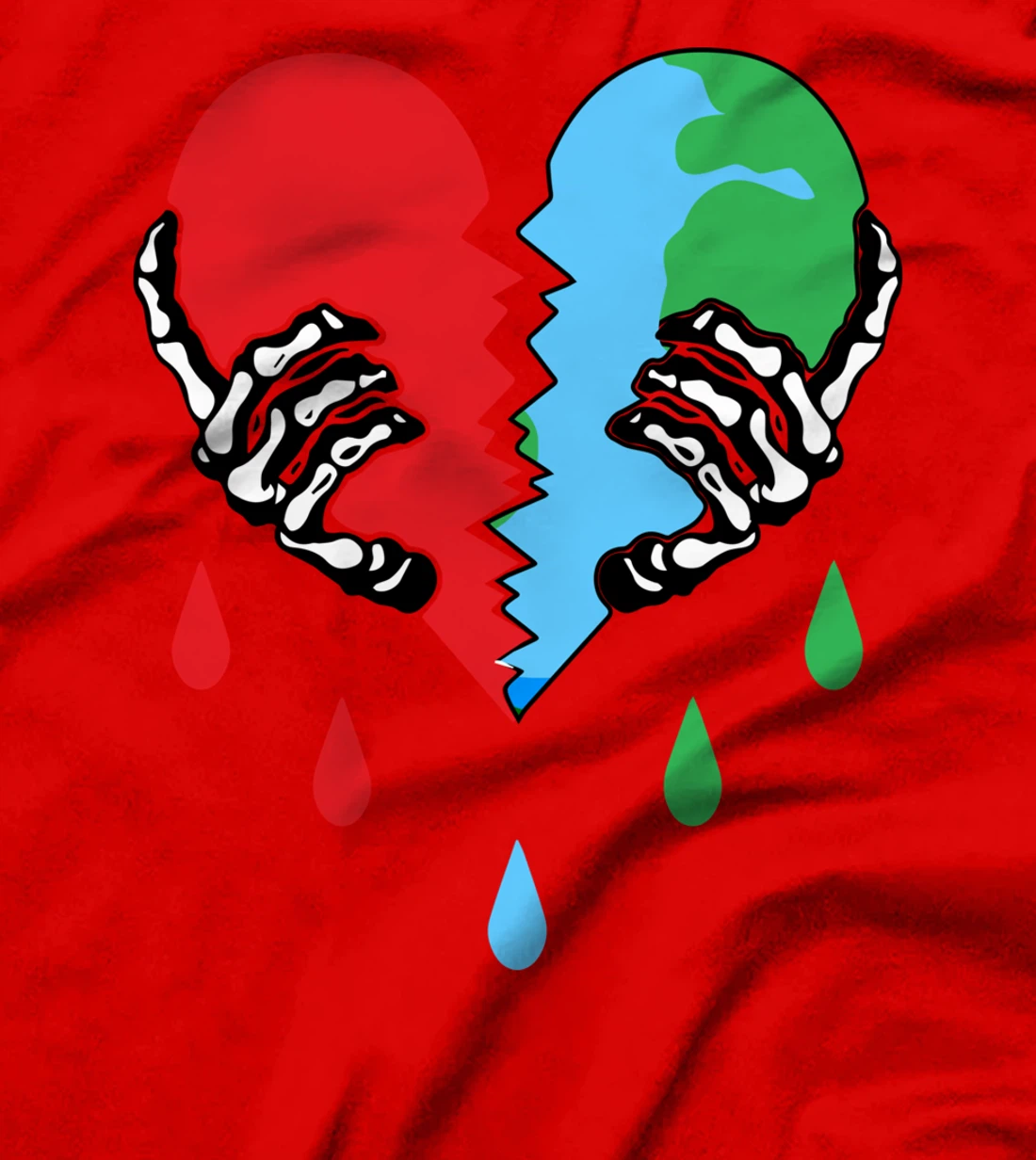 Broken Heart Earth Day Skeleton Hand Save The planet T-Shirt