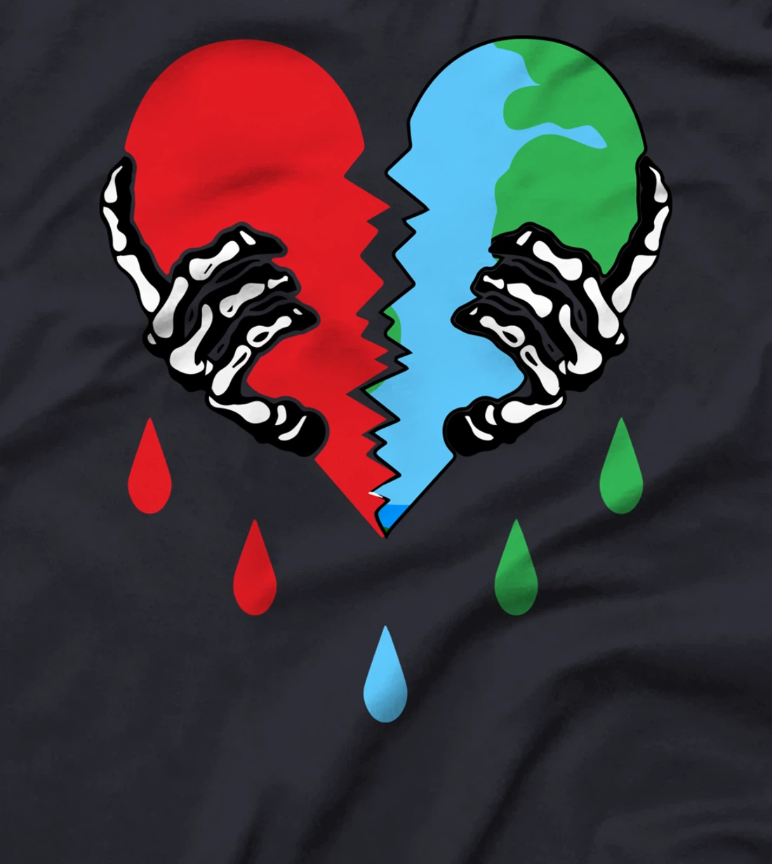 Broken Heart Earth Day Skeleton Hand Save The planet T-Shirt