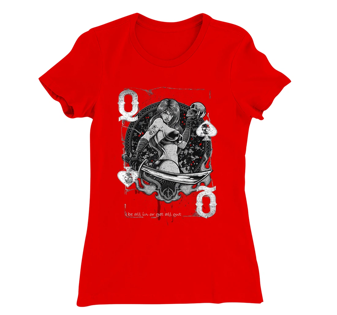 Queen Of Spades Gambling Girl - Vintage Poker Design T-Shirt, Women T-Shirt