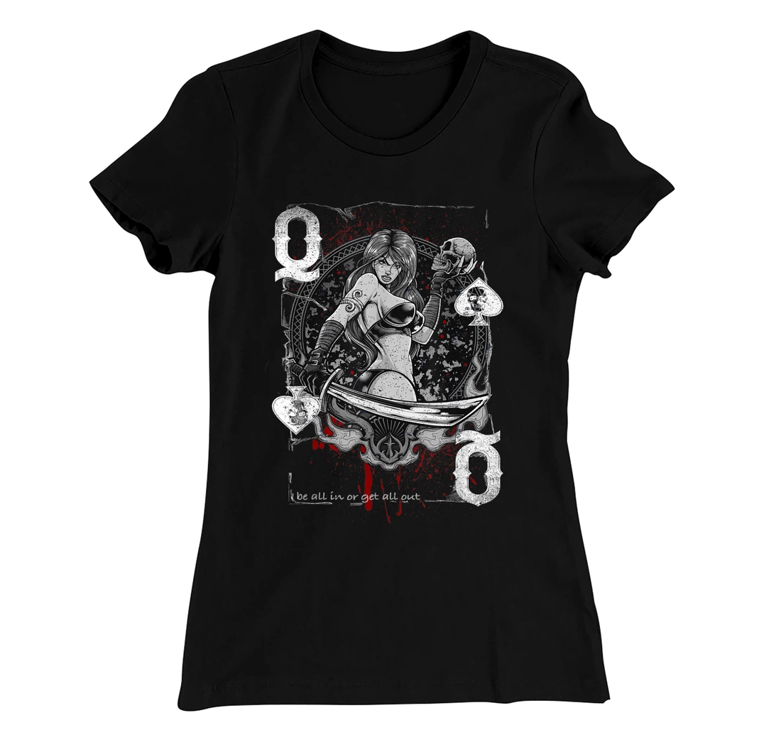 Queen Of Spades Gambling Girl - Vintage Poker Design T-Shirt, Women T-Shirt