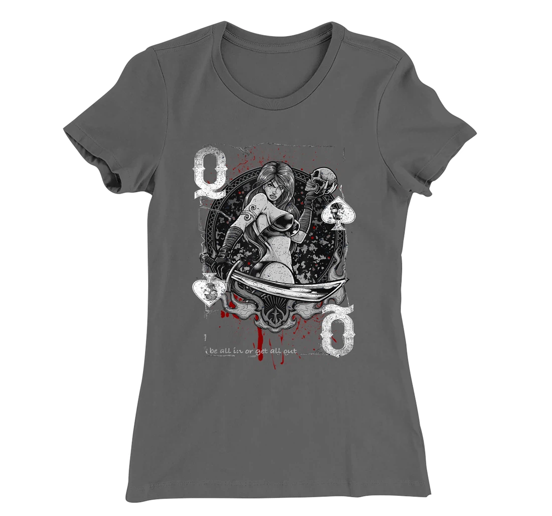 Queen Of Spades Gambling Girl - Vintage Poker Design T-Shirt, Women T-Shirt