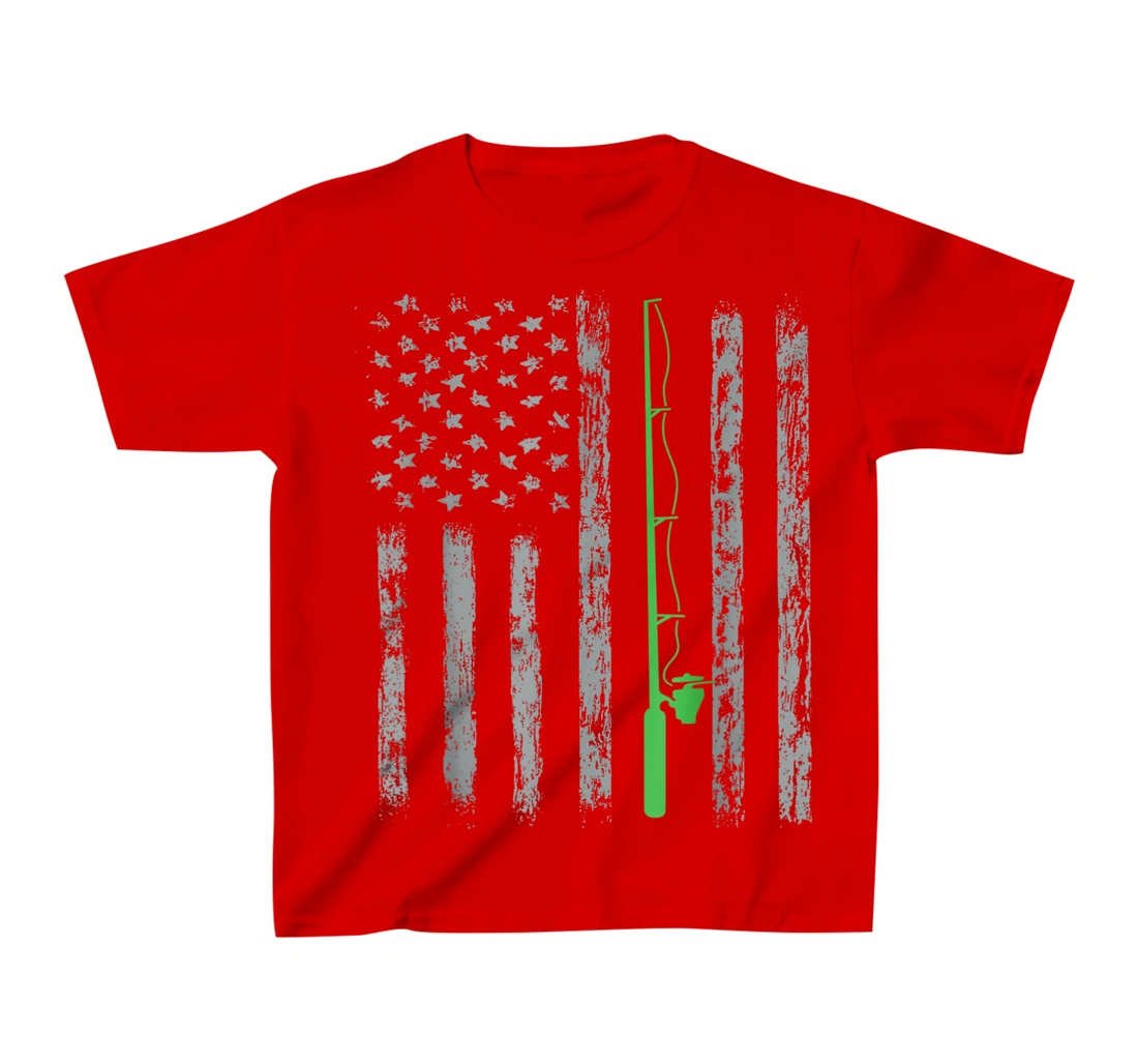 American Flag Fishing For men women boys girls T-Shirt, Kid T-Shirt and Women T-Shirt