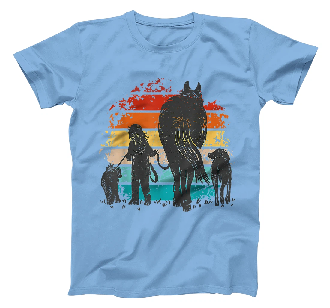 Vintage girl with dogs and horse, horseback riding girls T-Shirt, Women T-Shirt