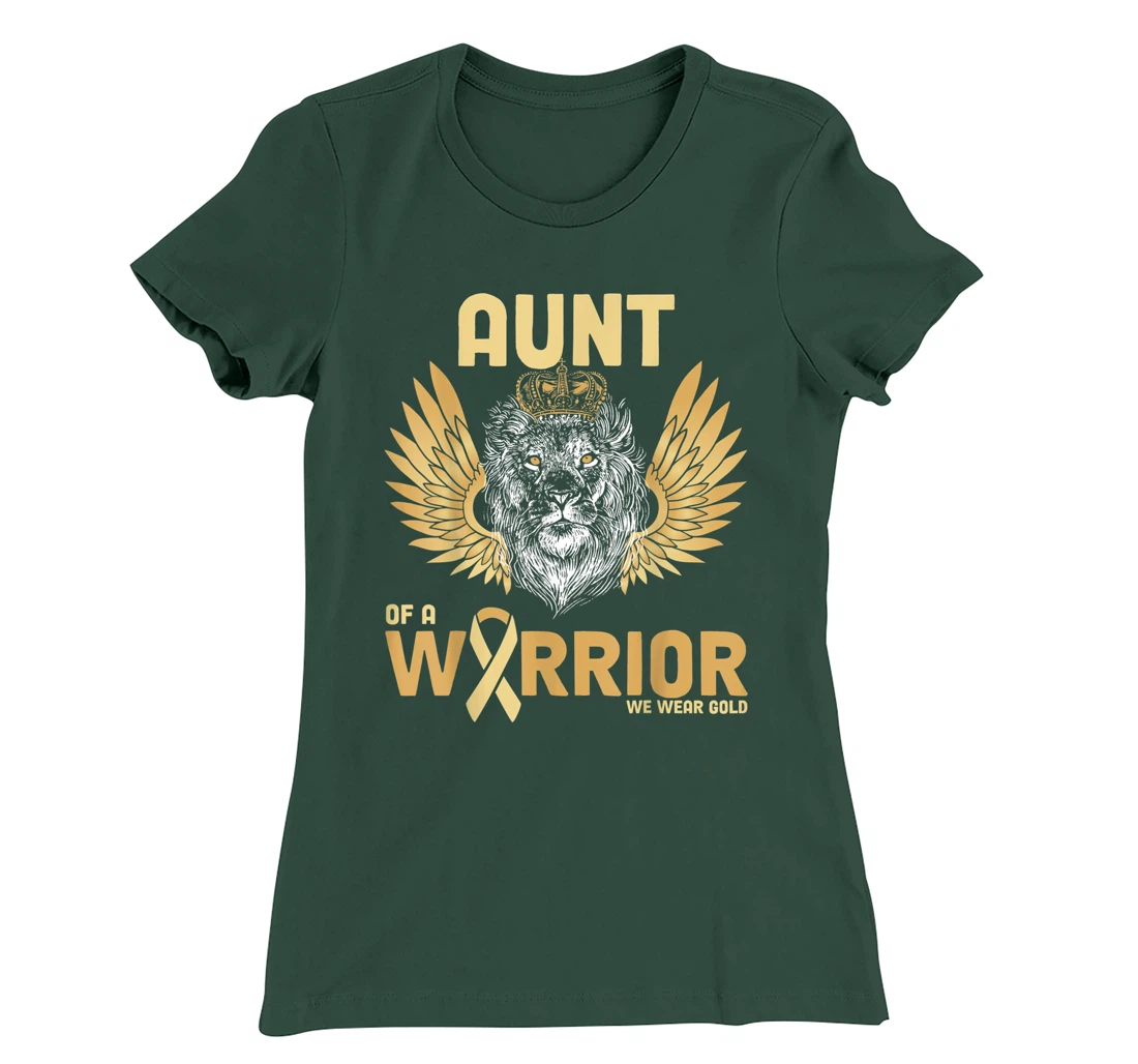 I Wear Gold For Childhood Cancer Awareness Aunt Of A Warrior T-Shirt, Women T-Shirt