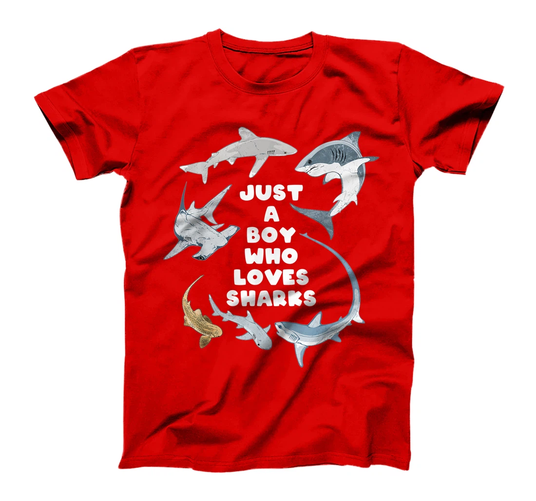 Just a boy who loves sharks T-Shirt, Kid T-Shirt and Women T-Shirt