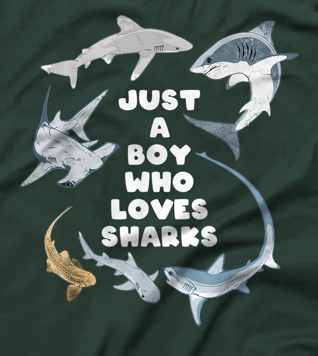 Just a boy who loves sharks T-Shirt, Kid T-Shirt and Women T-Shirt