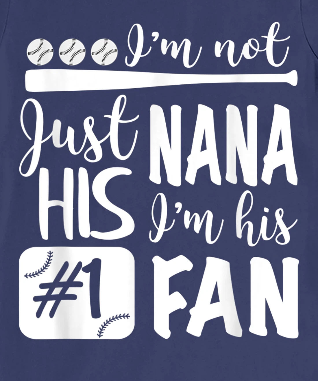 I'm Not Just His Nana I'm His Number One Fan Baseball Cute T-Shirt, Women T-Shirt