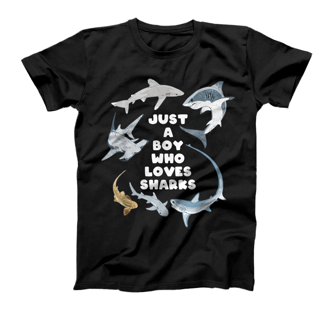 Just a boy who loves sharks T-Shirt, Kid T-Shirt and Women T-Shirt