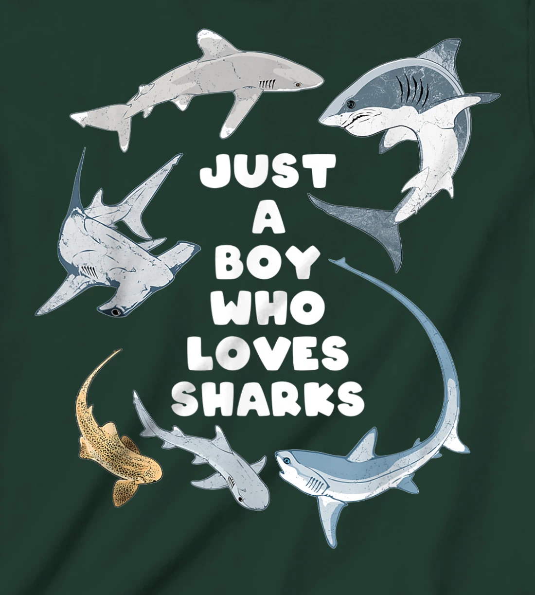 Just a boy who loves sharks T-Shirt, Kid T-Shirt and Women T-Shirt