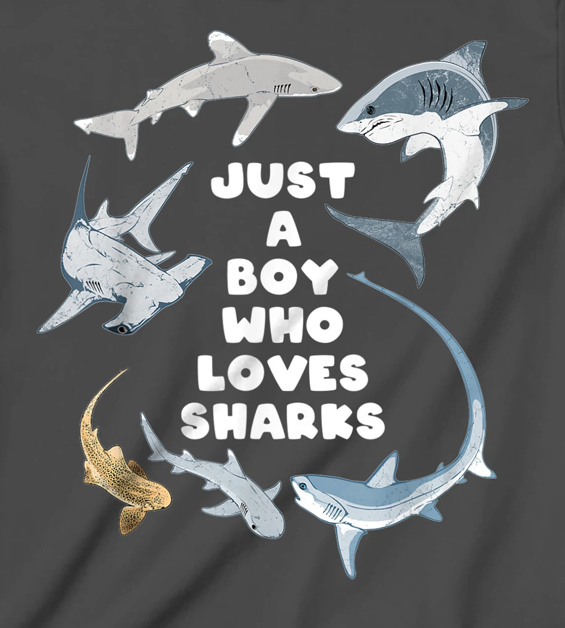 Just a boy who loves sharks T-Shirt, Kid T-Shirt and Women T-Shirt