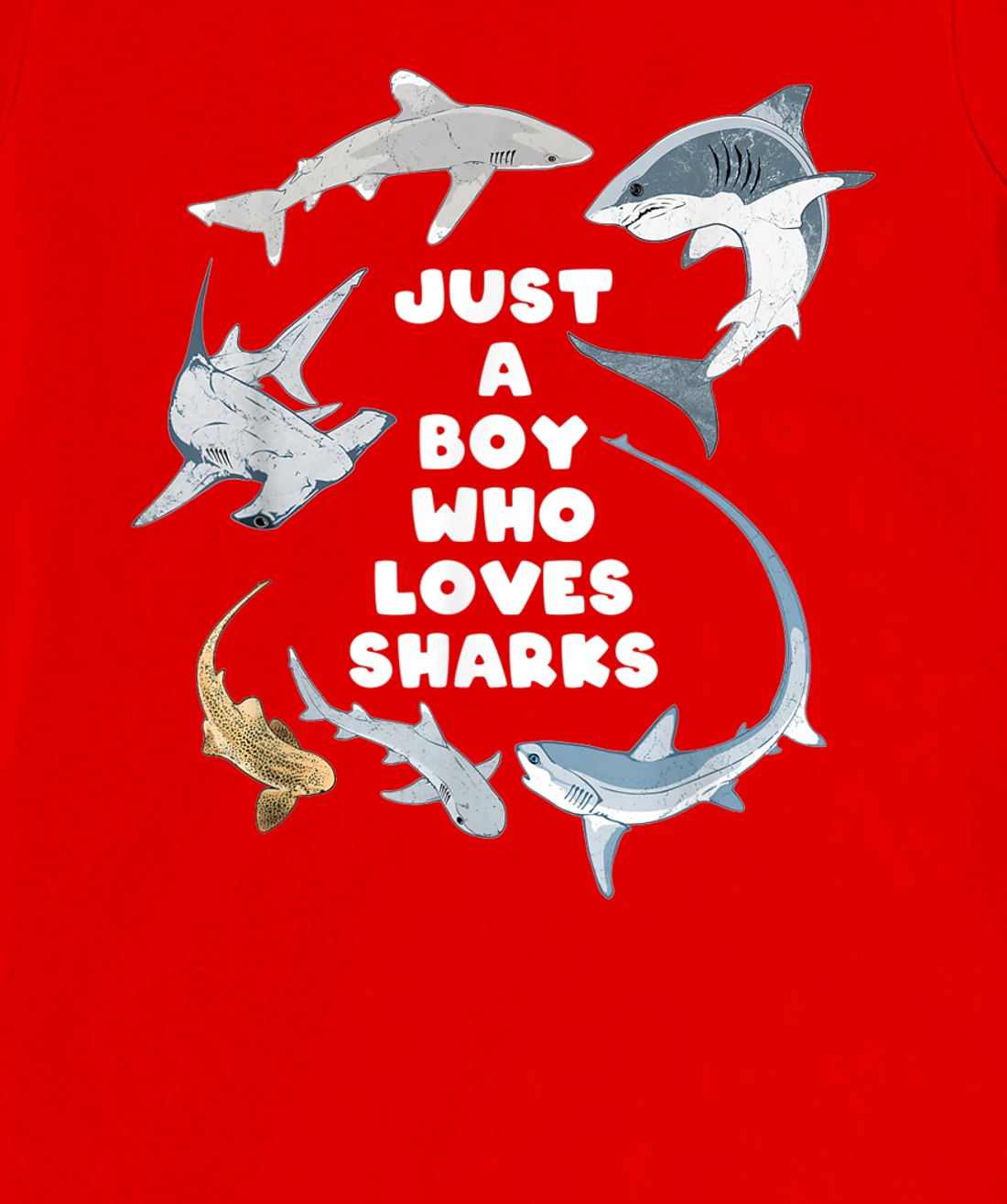 Just a boy who loves sharks T-Shirt, Kid T-Shirt and Women T-Shirt