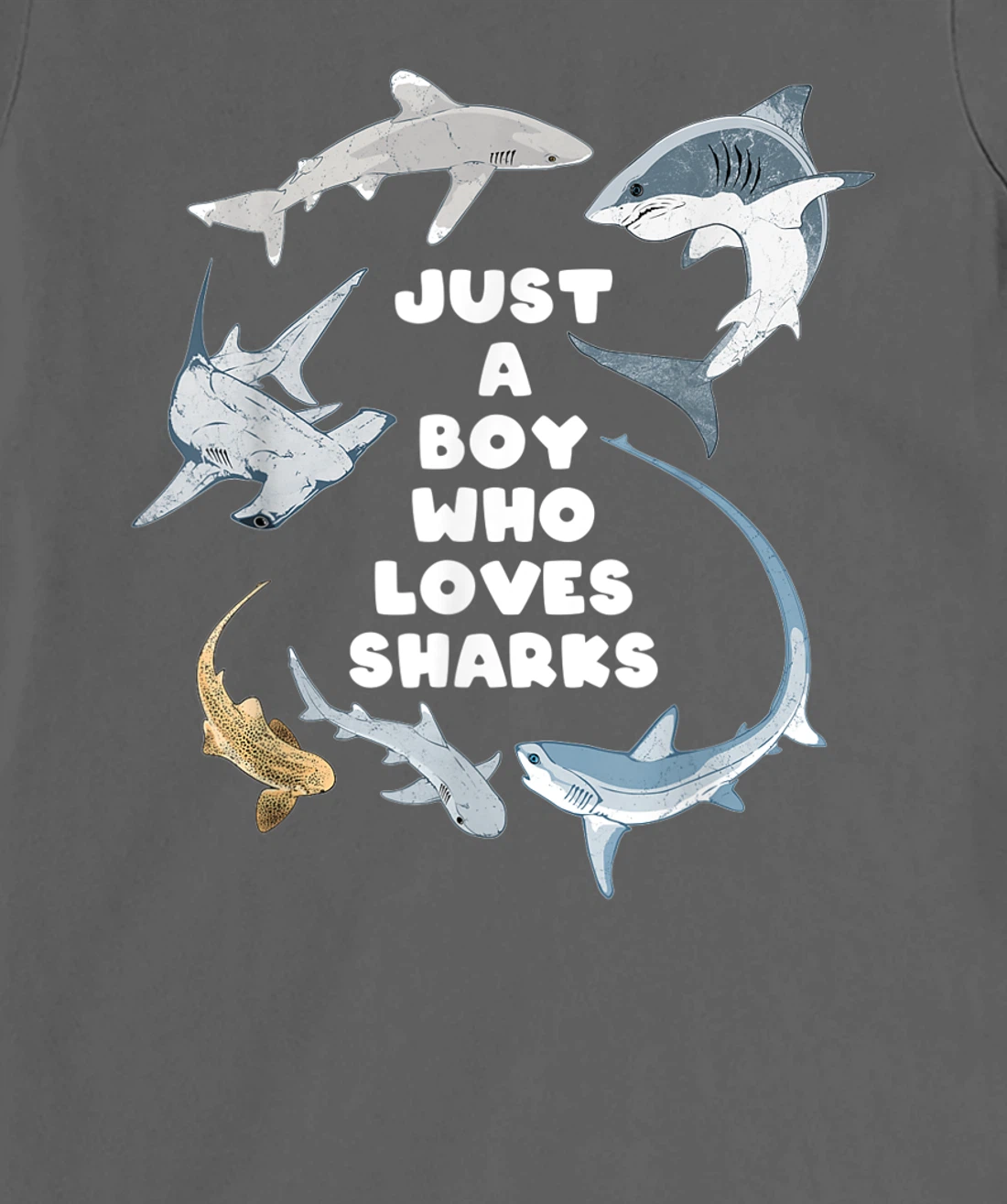 Just a boy who loves sharks T-Shirt, Kid T-Shirt and Women T-Shirt