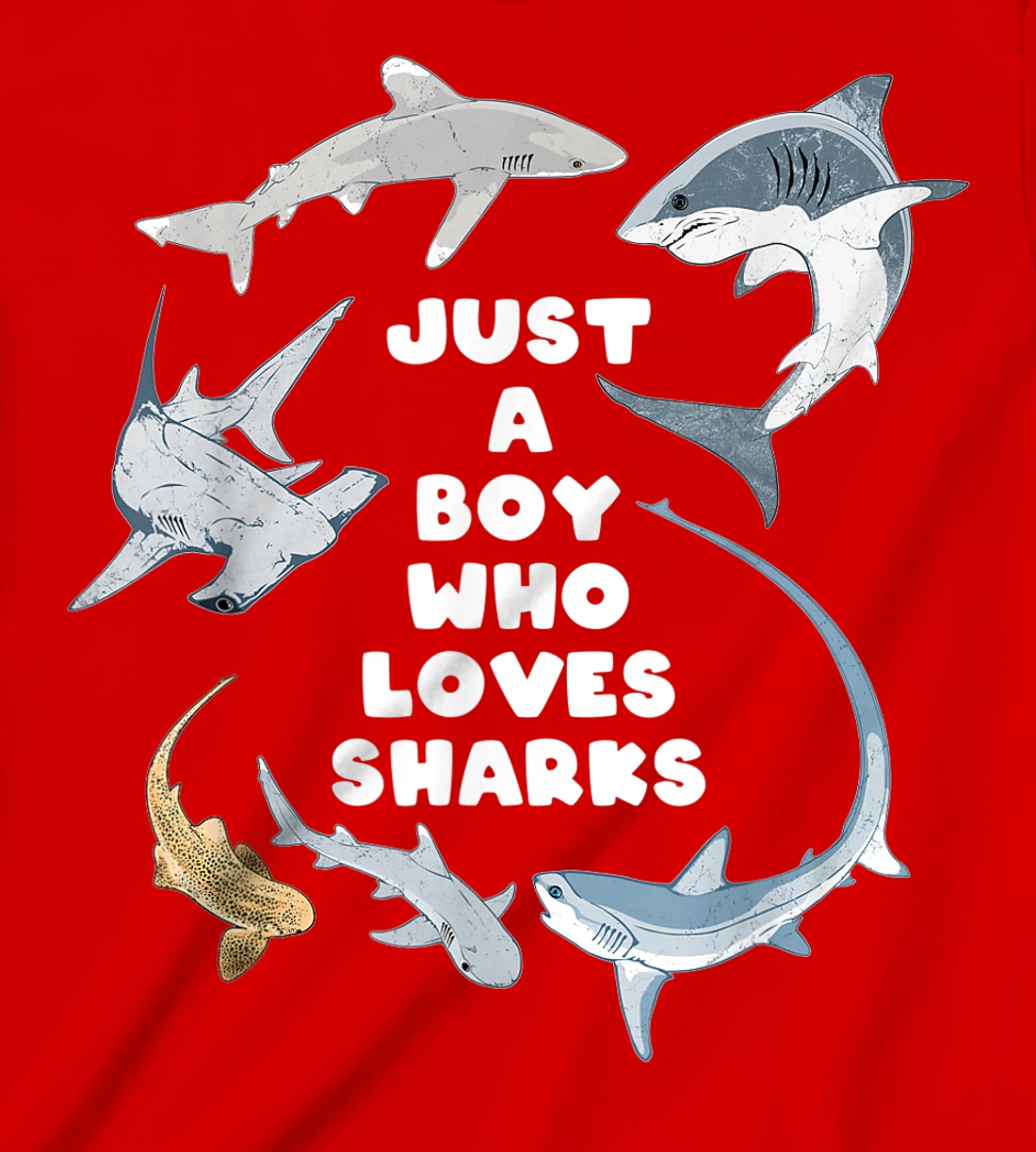 Just a boy who loves sharks T-Shirt, Kid T-Shirt and Women T-Shirt