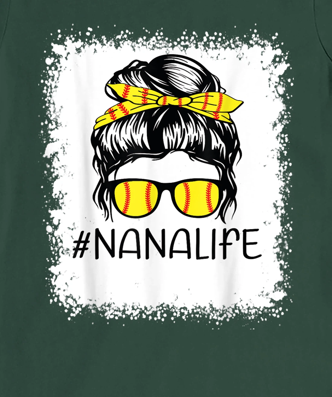 Bleached Softball Nana Life Softball Nana Messy Bun Game Day T-Shirt, Kid T-Shirt and Women T-Shirt
