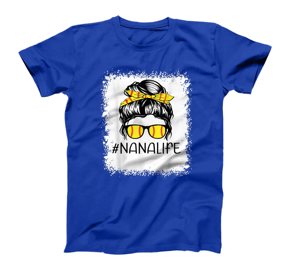 Bleached Softball Nana Life Softball Nana Messy Bun Game Day T-Shirt, Kid T-Shirt and Women T-Shirt