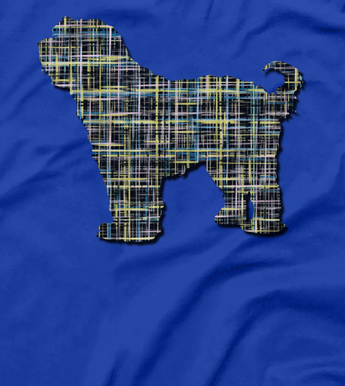 Tibetan Terrier Dog Silhouette Abstract Grid Pattern T-Shirt