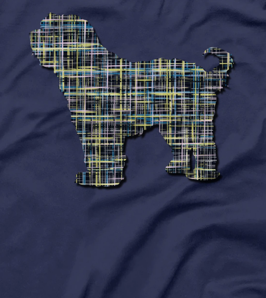 Tibetan Terrier Dog Silhouette Abstract Grid Pattern T-Shirt