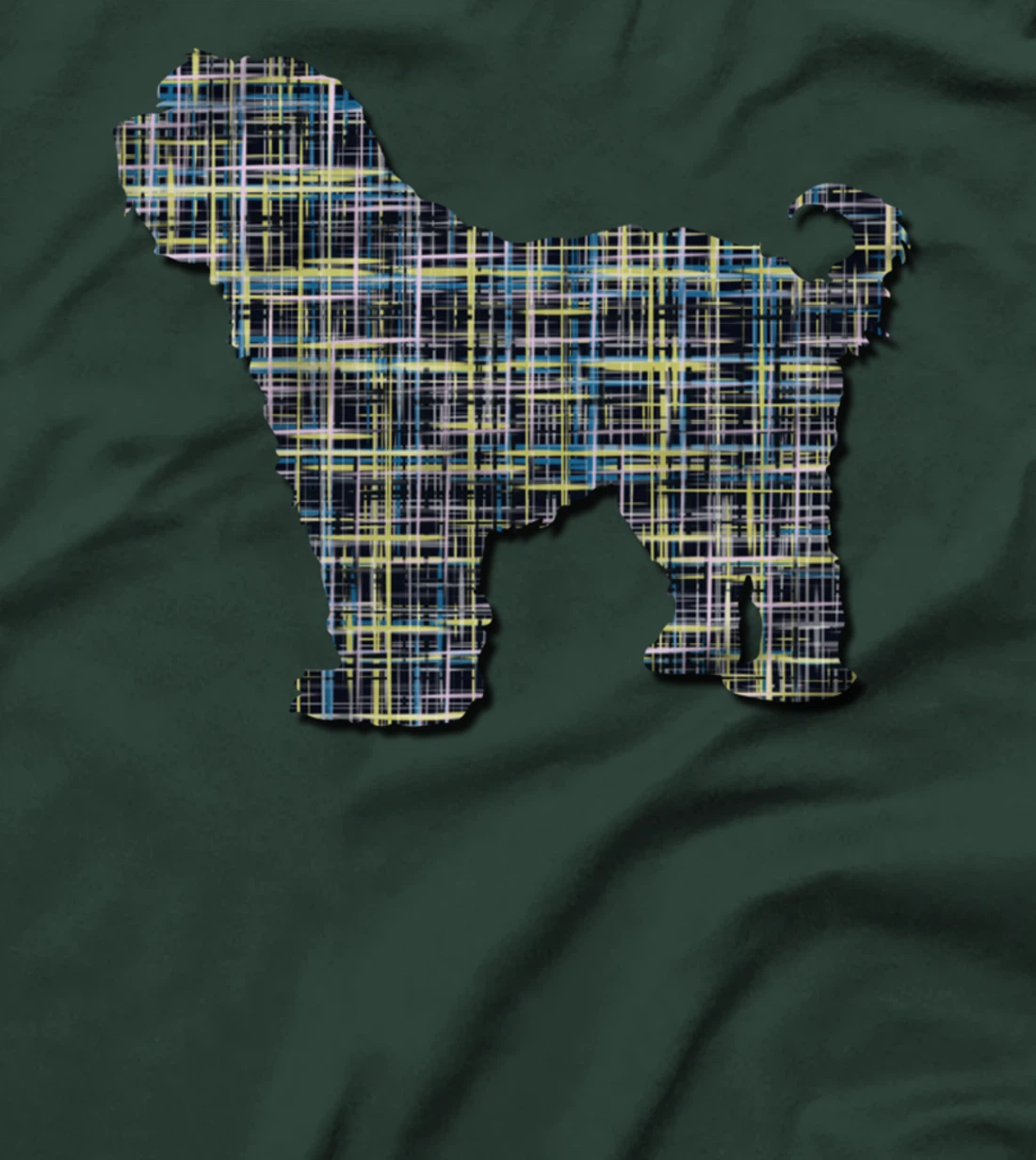 Tibetan Terrier Dog Silhouette Abstract Grid Pattern T-Shirt
