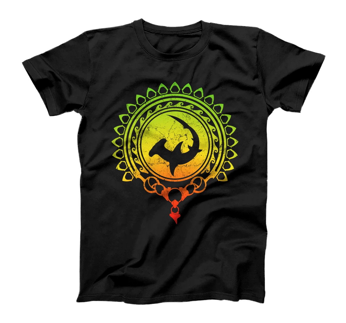 Hammerhead Shark Tribal Psychedelic Shark Design T-Shirt