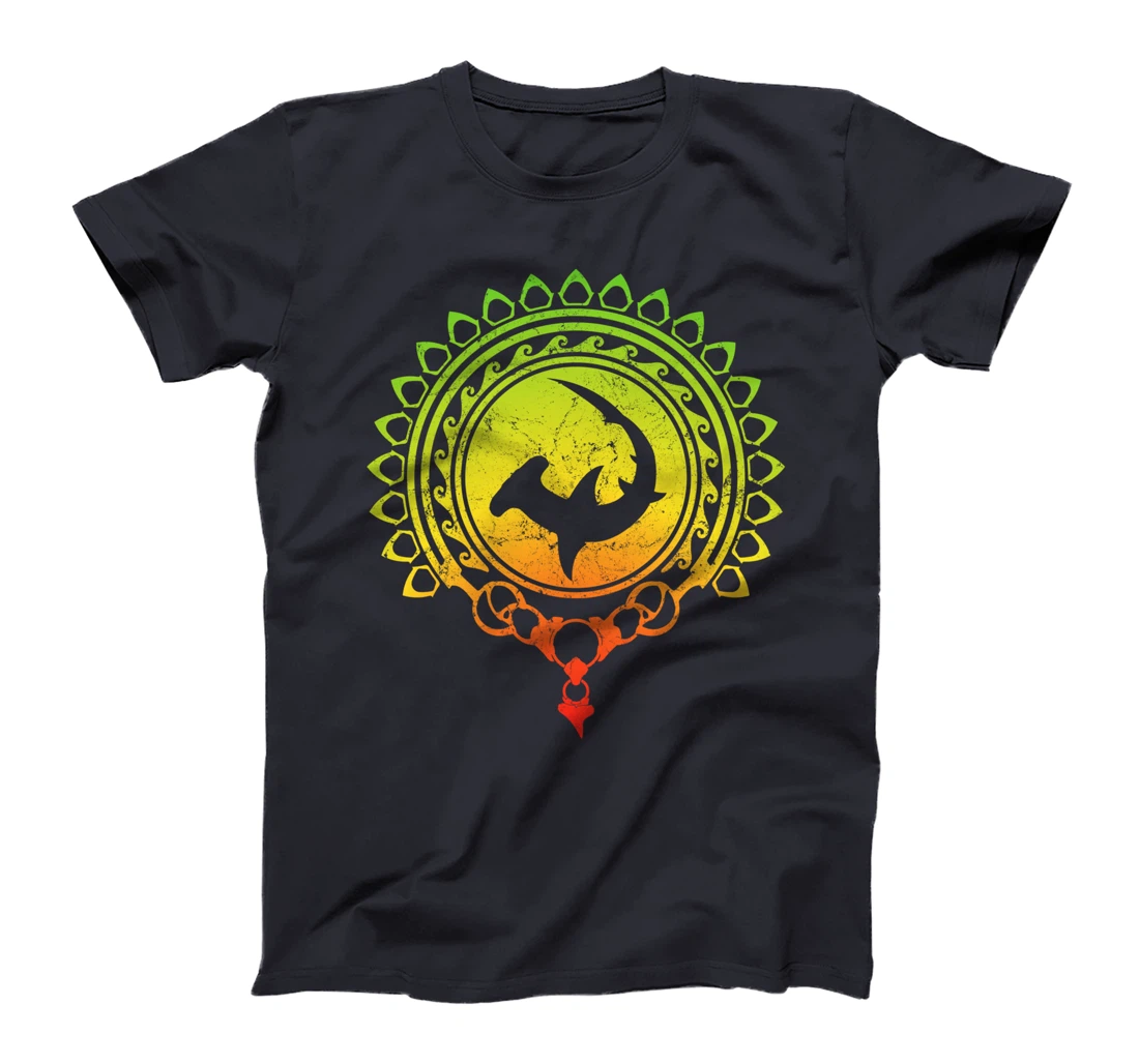 Hammerhead Shark Tribal Psychedelic Shark Design T-Shirt