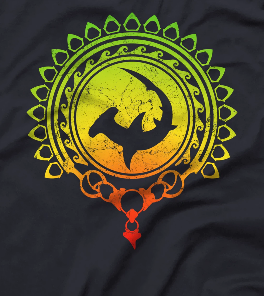 Hammerhead Shark Tribal Psychedelic Shark Design T-Shirt