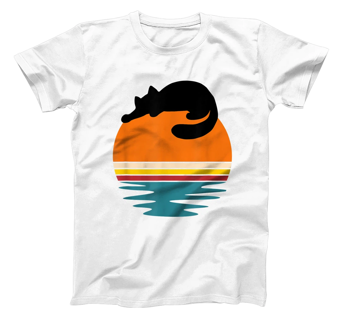 Cat on Retro Sunset Cute Cat T-Shirt, Kid T-Shirt and Women T-Shirt