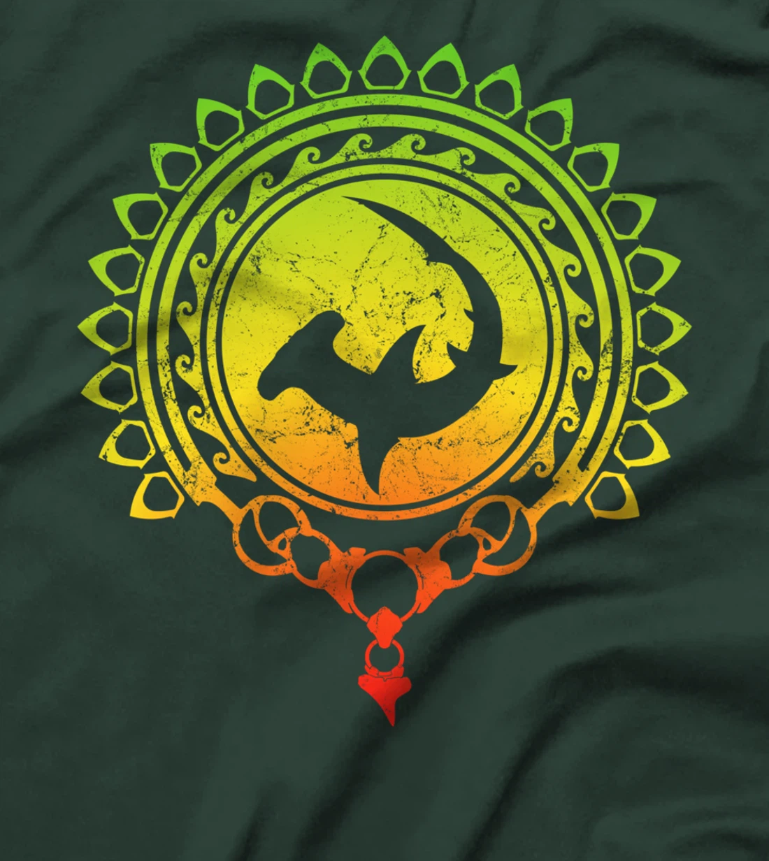 Hammerhead Shark Tribal Psychedelic Shark Design T-Shirt