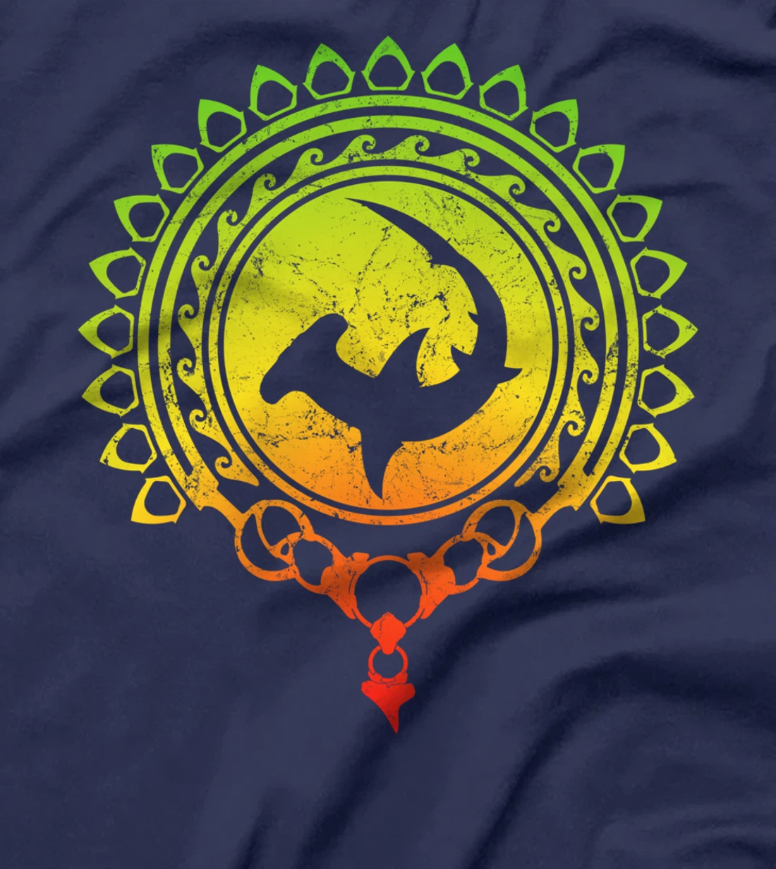 Hammerhead Shark Tribal Psychedelic Shark Design T-Shirt