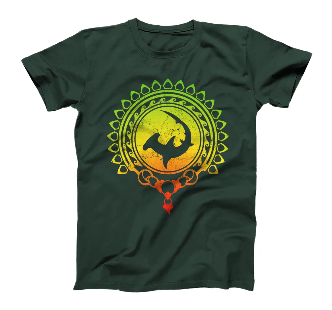 Hammerhead Shark Tribal Psychedelic Shark Design T-Shirt