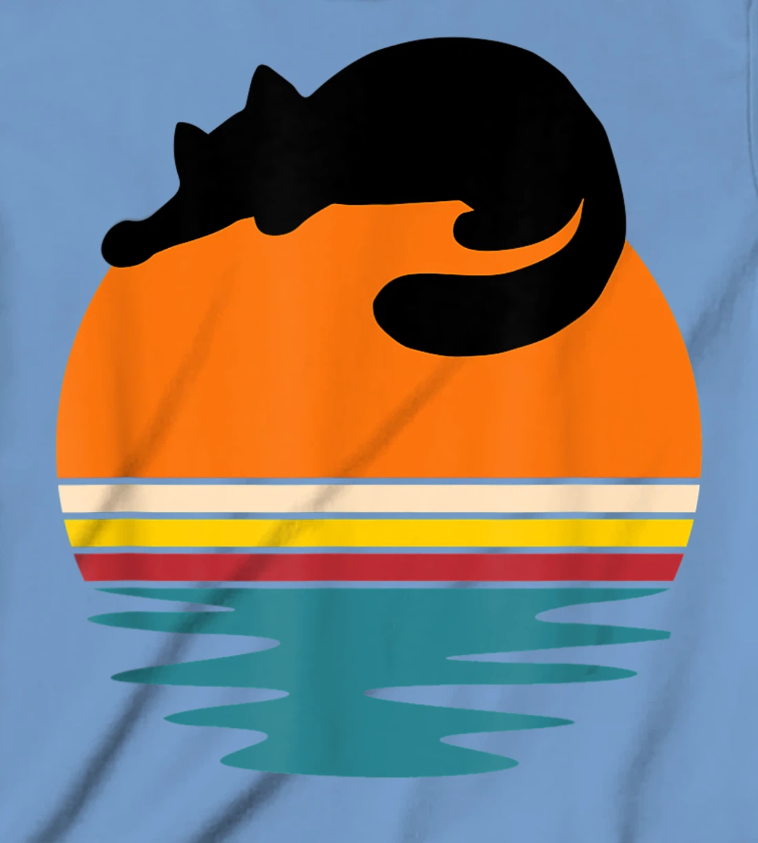 Cat on Retro Sunset Cute Cat T-Shirt, Kid T-Shirt and Women T-Shirt