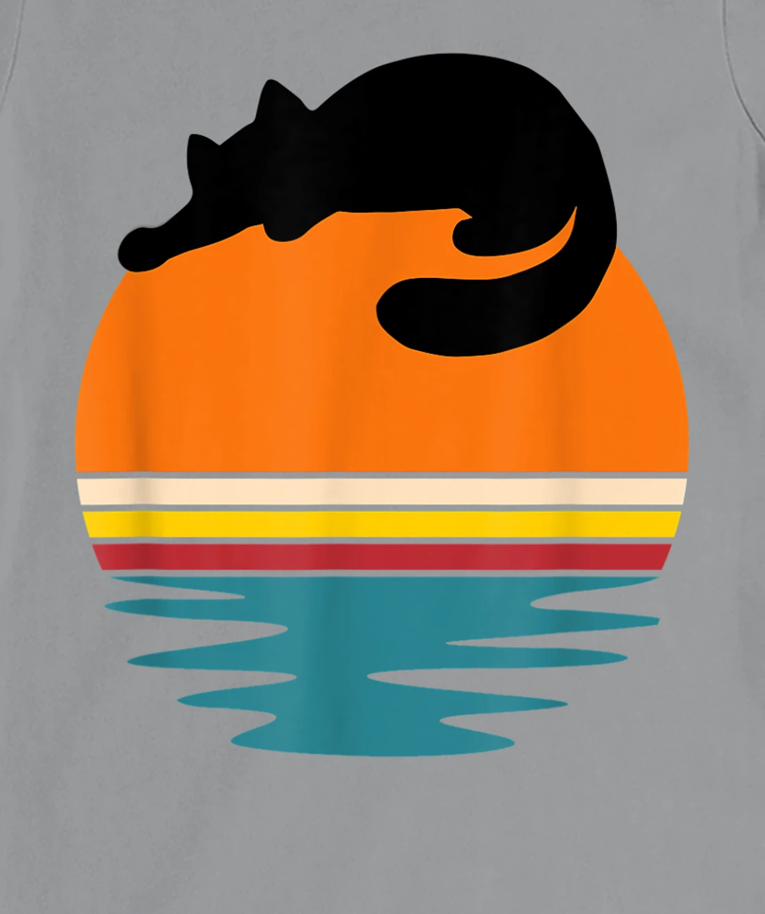 Cat on Retro Sunset Cute Cat T-Shirt, Kid T-Shirt and Women T-Shirt