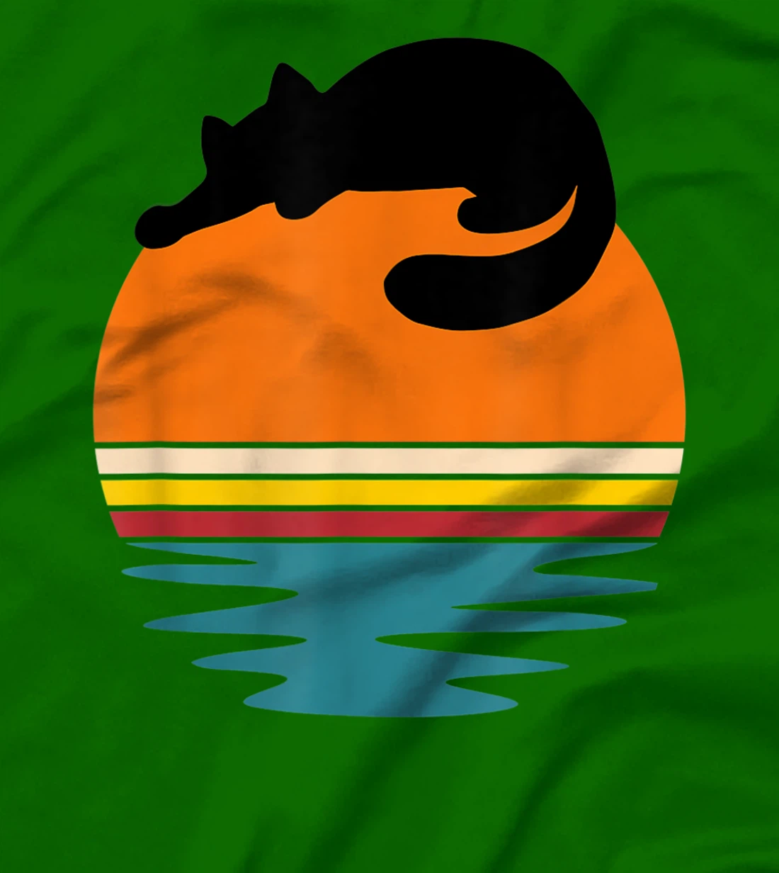 Cat on Retro Sunset Cute Cat T-Shirt, Kid T-Shirt and Women T-Shirt